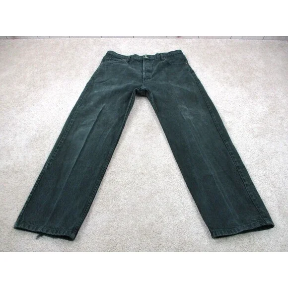 VINTAGE Levis 501 Jeans Mens 36 Green Straight Button Fly Denim 36x29 USA 90s